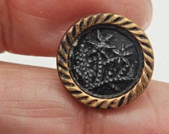 Vintage waistcoat Button, metal, Victorian era button, 9/16" , 14mm, shank(mar 857 26)