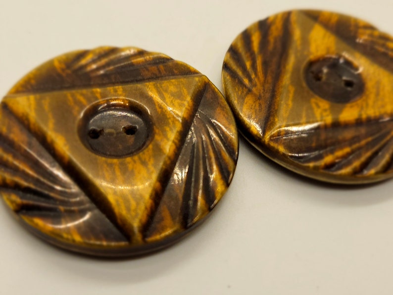 Triangular Back Button Vintage Buttons - 2 Light Weight Tight Top Celluloid 1 1/8