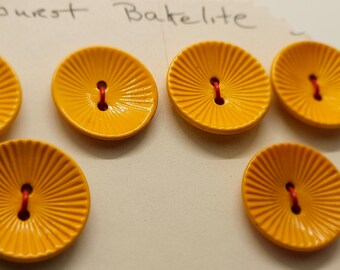 Vintage Buttons- Lot of 6 matching 13/16" 20.5mm sunburst butterscotch sew thru(apr 122 24)