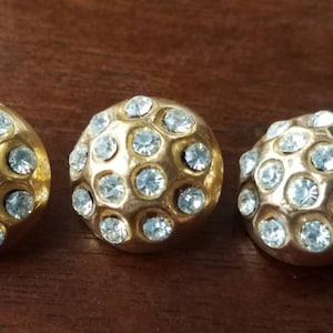 Vintage Buttons 3 matching bronze metalized rays design rhinestone buttons(mar 660 18)