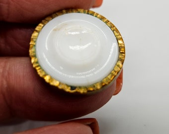 Vintage Buttons 1, beautiful metal, white glass drum design, 7/8" 22mm Victorian, shank (nov 172 23)
