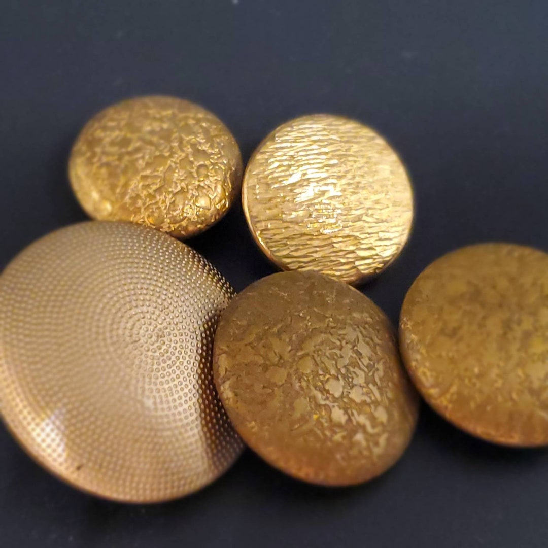 Vintage Button, 5 Brass/ Gold Wallpaper Prints, Embossed Design Metal ...