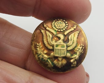 Vintage Military Buttons, WWI, 1 Great Seal brass Eagle, jacket 7/8" 22mm, mar 870 26
