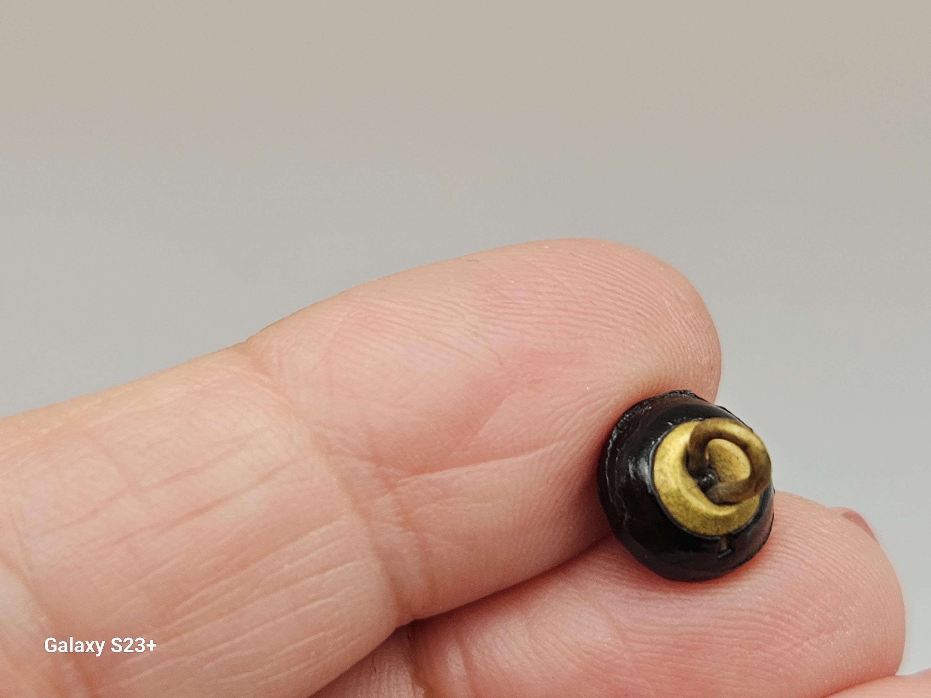 Vintage Buttons 1 Charm String, Black Glass 3/8" 9.5mm, Metal Shank(mar ...