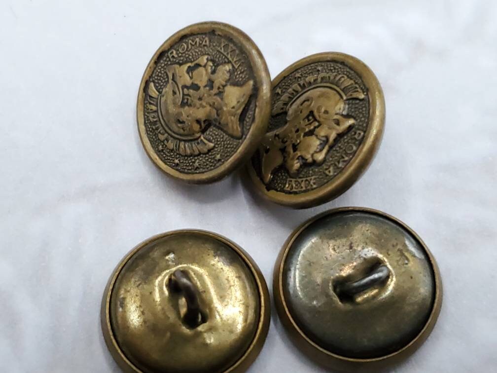 Rome Button Vintage Button, 4 Small Matching Waistcoat Size 9/16