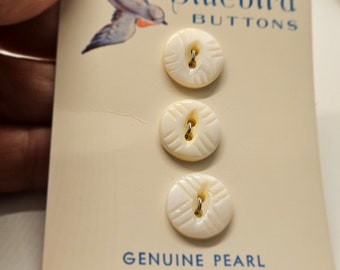 Vintage Bluebird Mother of Pearl Buttons: Matching Set of 3 (14mm) Aug 36 24