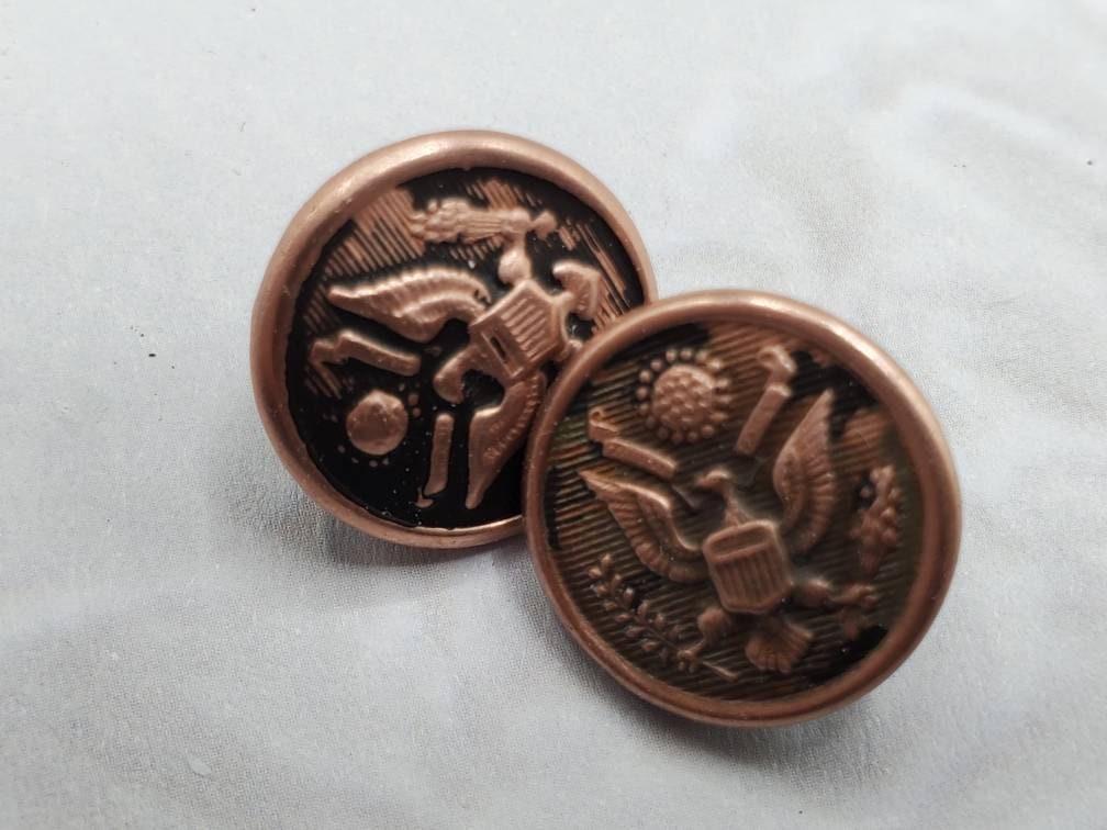 Vintage Buttons Matching 2 Small Copper? Metal Eagle