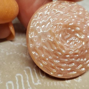 Vintage buttons, 1 heavy weight glass novelty glass, beautiful pink luster 1 1/4&quot; 32mm, metal shank (mar 622 23)