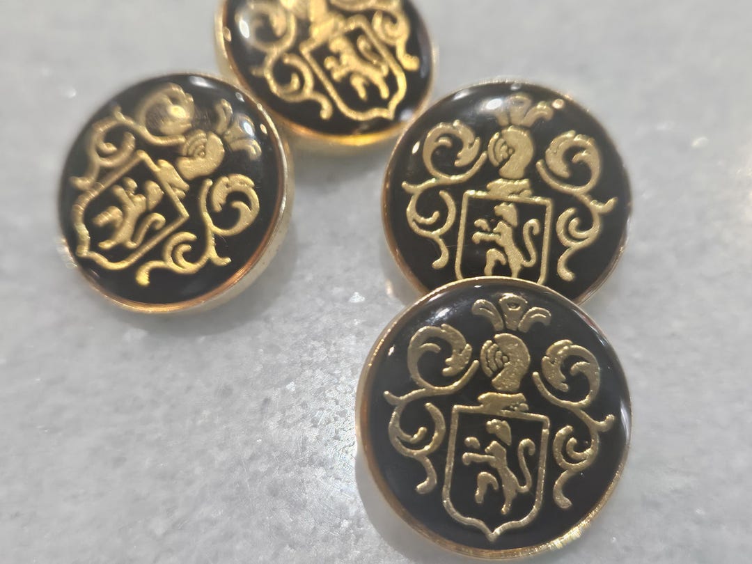 Stream Line Gold Buttons Vintage Buttons - Lot of 4 Buttons, Gold and Black Metal Medium, 2 Tone ...