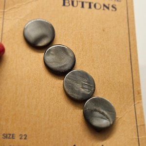 Vintage Button 4 matching mother of pearl smokey color shanks carded ABC brand beautiful  9/16&quot; 14mm(may 160 24)