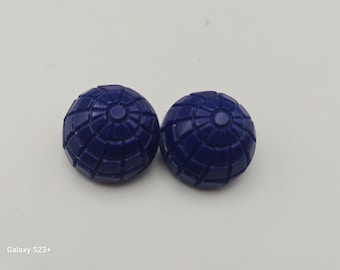 Vintage Buttons 2 small matching cobalt blue glass,  1/2" 13mm,  shank(mar 777 26)