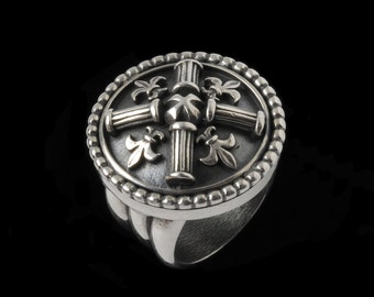 Fleur de lis and Column Ring, B.C. Silver Collection    6501S