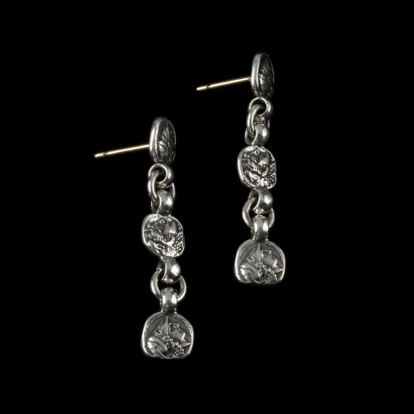 Three Drop Medallion Earrings, B.C. Silver Collection   6389S