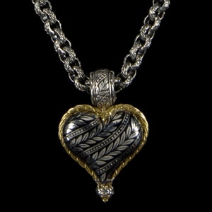 Leaf Necklace with Removable Heart Pendant, Engraved Collection  2601S,2401SGXB