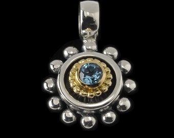 Beaded Blue Topaz Pendant 6448SGB