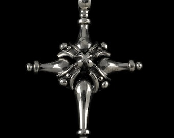 Toggle Cross with Beaded Straps Pendant , B.C. Silver Collection      6402S