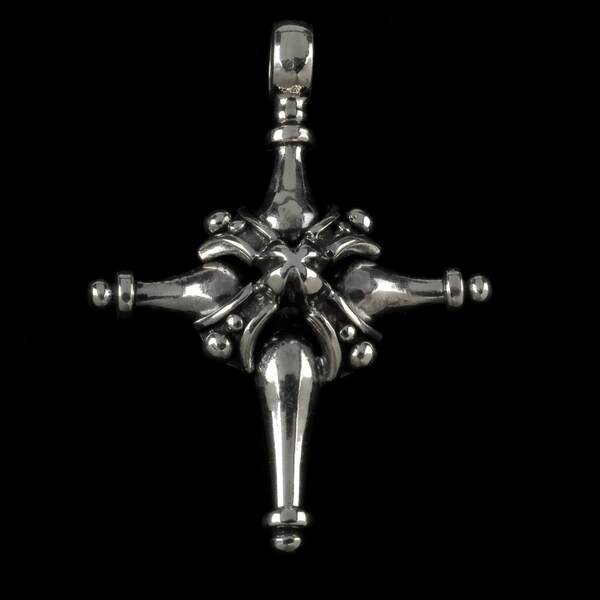 Toggle Cross with Beaded Straps Pendant , B.C. Silver Collection      6402S