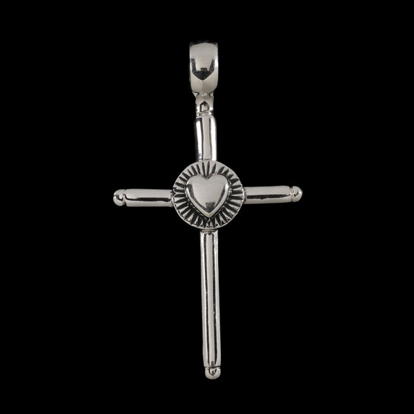 Petite Heart Cross Pendant , B.C. Silver Collection    6410S