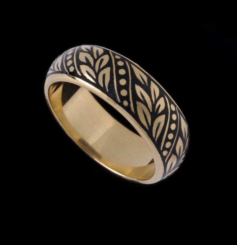 Laurel Leaf Wedding Band Engraved Collection 2504XGXB Etsy