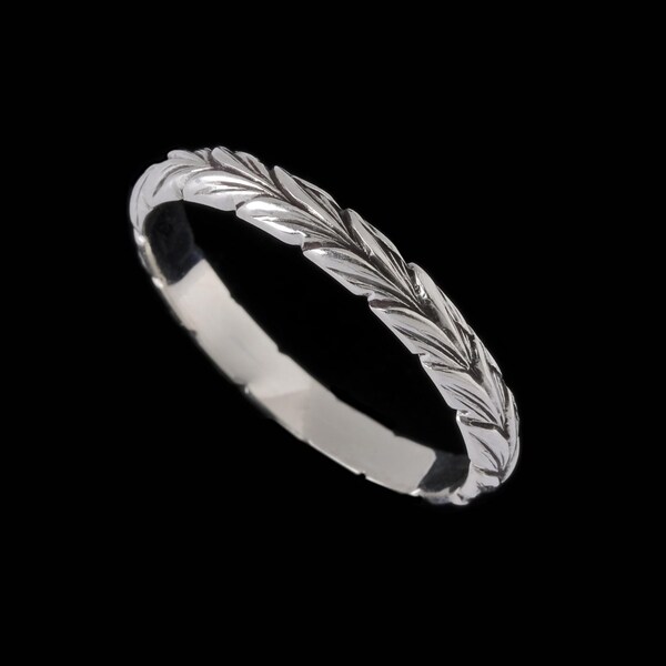 Narrow Leaf Ring Band, Engraved Collection,    2507S
