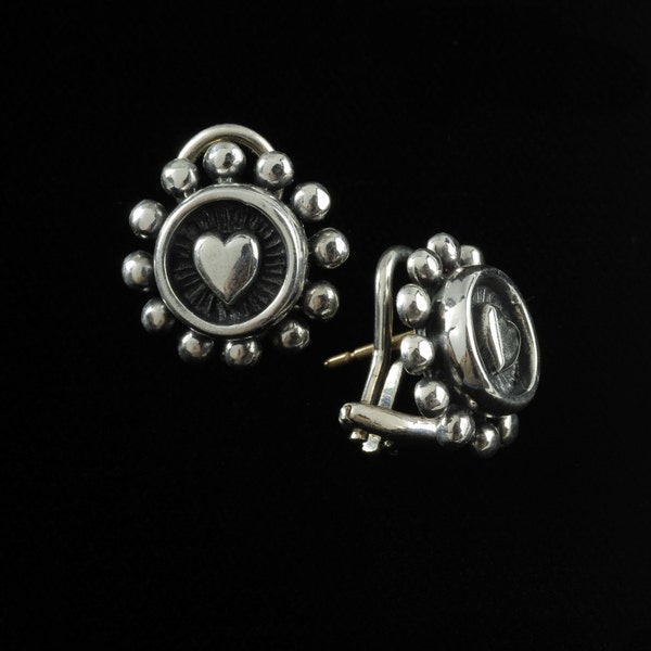 Beaded Heart Earrings, B.C. Silver Collection    6302S