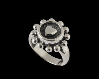 Beaded Heart Ring, B.C. Silver Collection   6521S