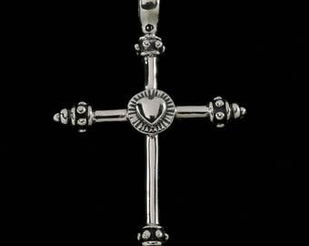 Medium Beaded Cross with Heart  6417S