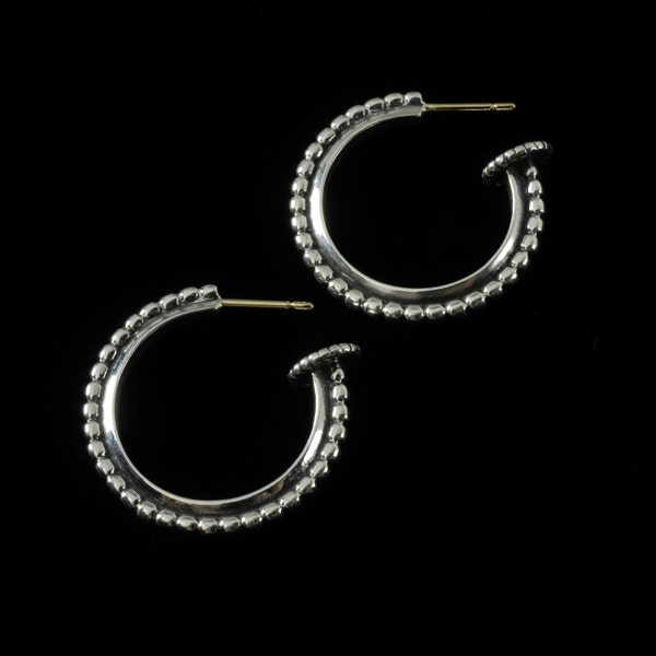 Large Beaded Hoop Earrings, B.C. Silver Collection     6321S