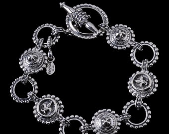 Fleur de Lis and Nailhead Toggle Bracelet, B.C. Silver Collection    6271S