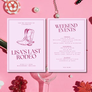 Bachelorette Henne einladen | Bearbeitbare benutzerdefinierte Vorlage | Dancing Queen | Pink Spaß Flirty | letztes Rodeo Disco Cowgirl | Leinwand | Digitaler Download