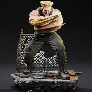 Figura Guile Street Fighter, modelo/estátua 3D, pintada/sem pintura, impressa em SLA/PLA / por patreon