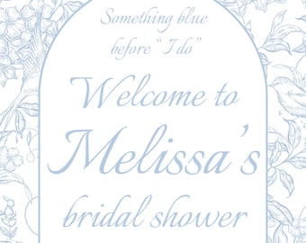 Bridal Shower Welcome Sign Template | Blue & White Hydrangeas | Customizable | Instant Download