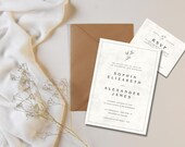 Simple Wedding Stationary Templates | Save the Date, Invitation and RSVP Card | Black and White, Classy Invite Set | Instant Download