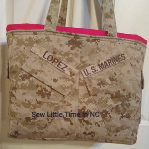 MARPAT Desert or Woodland Extra Large Tote bag, made by USMC Official Hobbyist, License 23078
