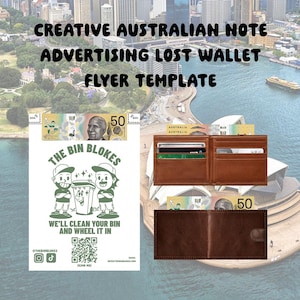Versão australiana da nota | Modelo de panfleto de carteira perdida com publicidade criativa | Chame a atenção com uma surpresa especial única!