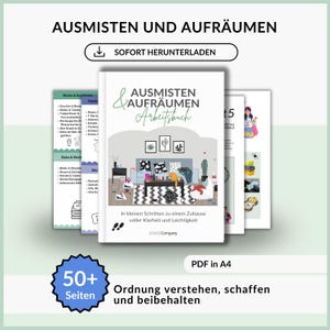 Ausmisten und Aufräumen Arbeitsbuch PDF, Ordnung im Haushalt Schritt für Schritt, ADHS freundlich, nachhaltige Ordnung