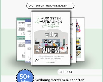 Ausmisten und Aufräumen Arbeitsbuch PDF, Ordnung im Haushalt Schritt für Schritt, ADHS freundlich, nachhaltige Ordnung