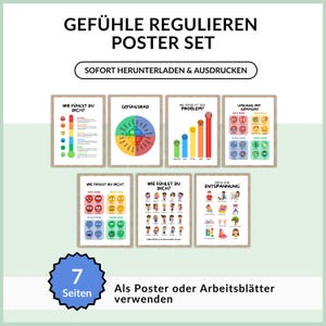 Gefühle Regulieren Poster-Set bestehend aus 7 Postern zum herunterladen | ADHS Emotionsregulation | Emotionen Neurodivergenz