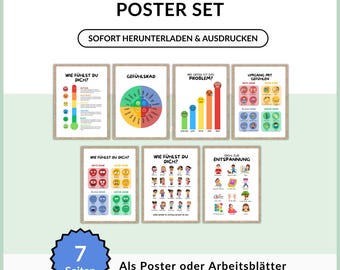 Gefühle Regulieren Poster-Set bestehend aus 7 Postern zum herunterladen | ADHS Emotionsregulation | Emotionen Neurodivergenz