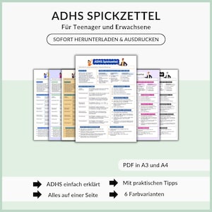 ADHS Spickzettel für Teenager und Erwachsene,  ADHS einfach erklärt mit Tipps für den Alltag