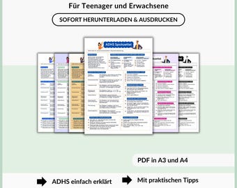 ADHS Spickzettel für Teenager und Erwachsene,  ADHS einfach erklärt mit Tipps für den Alltag
