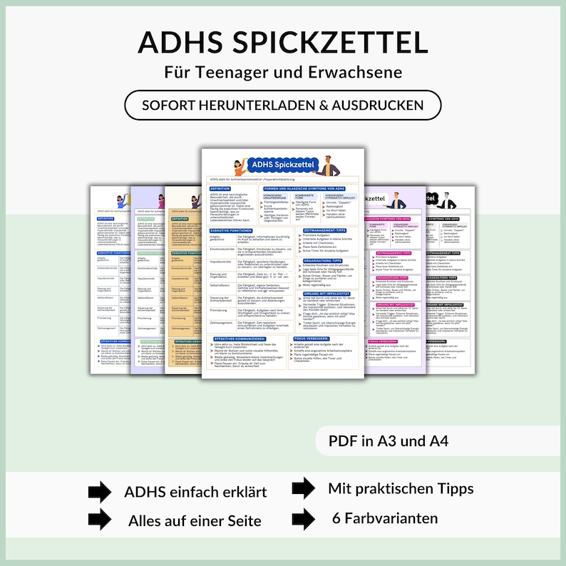 ADHS Spickzettel für Teenager und Erwachsene, ADHS einfach erklärt mit ...