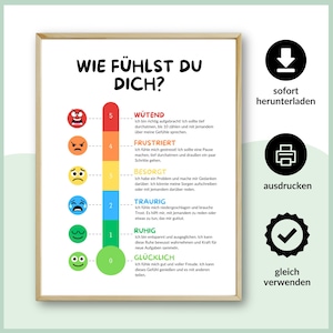 Gefühlsthermometer | Arbeitsblatt, Poster Selbstregulierung | Emotionen ausdrücken und benennen | Mentale Gesundheit | PDF zum herunterladen