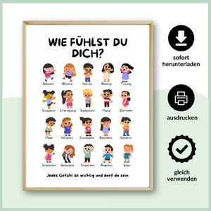 Poster Gefühle benennen | Arbeitsblatt Gefühle | Emotionen | Kinder und Teenager | PDF & JPG | Zum herunterladen | Schule, Kita, Zuhause