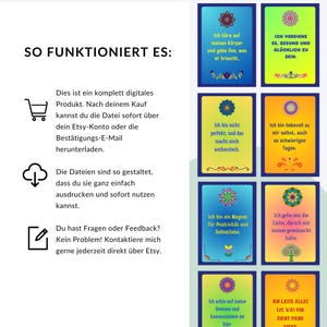 May include: A colorful digital download with instructions on how to use the product. The text reads "SO FUNKTIONIERT ES:" and includes a shopping cart, a cloud with a download arrow, and a pencil and paper icon. The text also includes the phrases "Dies ist ein komplett digitales Produkt" and "Du hast Fragen oder Feedback?"