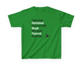 KIDS Wicked T-Shirt - Elphaba, Glinda, Defying Gravity Names List Tee | Broadway Musical Gift, Popular Witch Fan Apparel