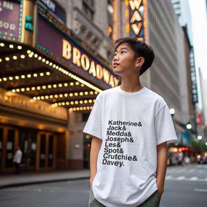 Newsies Broadway Musical Names List Tee, Broadway gift, Musical Theater Gift, Broadway Fan Gift, Broadway Actor Shirt, Theatre, cast gift