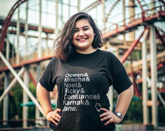 Ride the Cyclone T-shirt - Ocean, Mischa, Karnak Names List T-shirt | Muzikaal cadeau Broadway, fan achtbaankoor