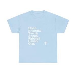 Frozen T-shirt - T-shirt met namenlijst Elsa, Anna, Olaf | Let It Go Disney Broadway muzikaal cadeau, sneeuwpopfan afbeelding 1