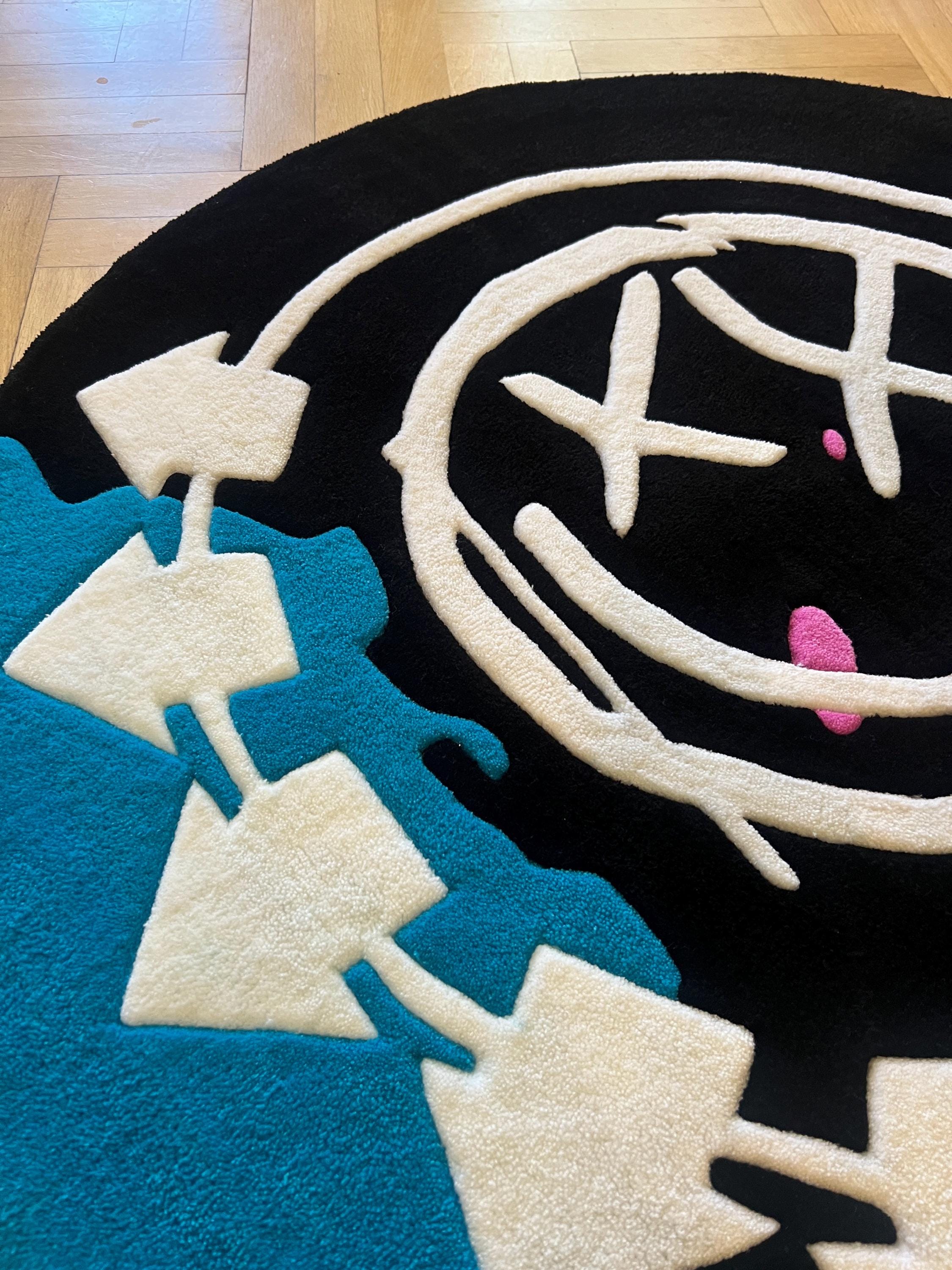 Blink 182 Tufting Rug, Logo, Punk Carpet, Blink182 Music, Pink